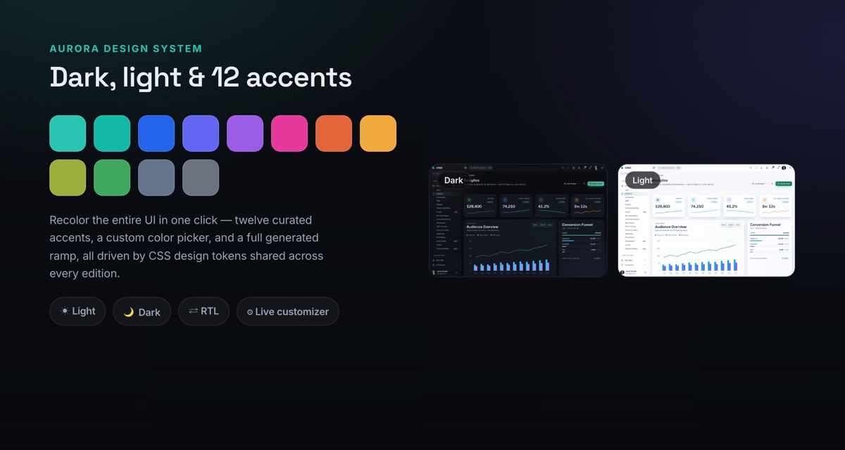 Vireo — dark, light and 12 accents